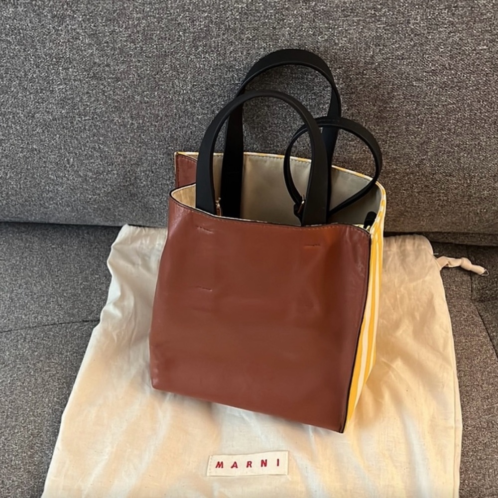 💯 Authentic Marni Museo Striped-Canvas and Leather Bag Made in Italy - Picture 6 of 6
